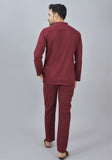 MEN COTTON SOLID CO-ORD SET WINE