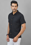 Mens Black Solid Cotton Shirt