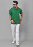 Mens Bottle Green Solid Cotton Shirt