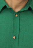 Mens Bottle Green Solid Cotton Shirt