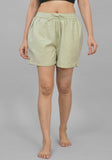 Mint Green Solid Cotton Shorts