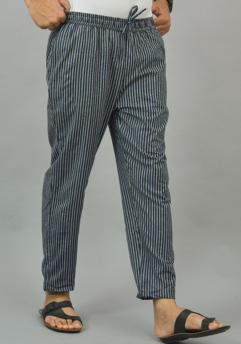 Navy-Blue-White-Stripe-Cotton-Handloom-Men-Pant