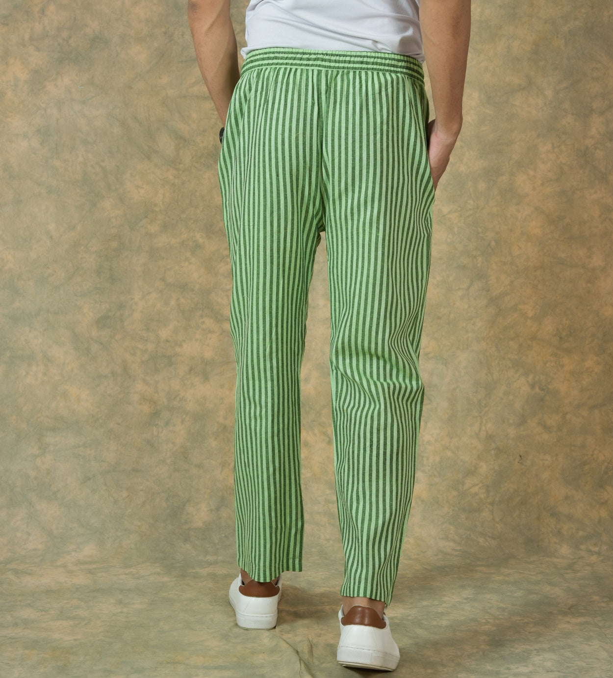 Olive-Green-Green-Stripe-Cotton-Handloom-Men-Pant