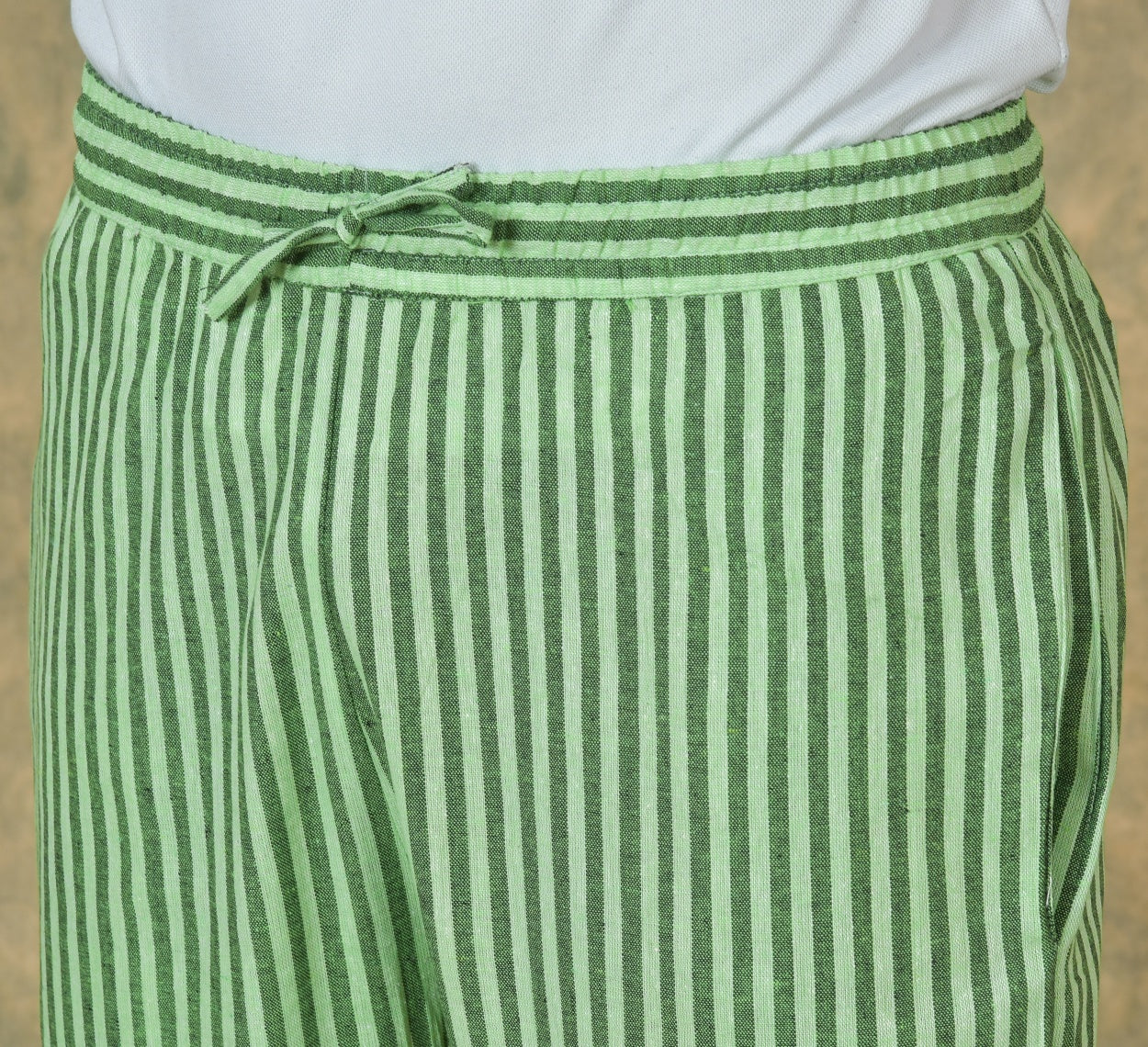 Olive-Green-Green-Stripe-Cotton-Handloom-Men-Pant