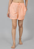 Peach Solid Cotton Shorts