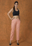 Women Peach Solid Cotton Trouser Pant