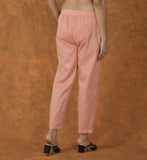 Women Peach Solid Cotton Trouser Pant