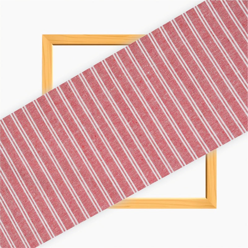 Peach White Stripe Cotton Handloom Fabric