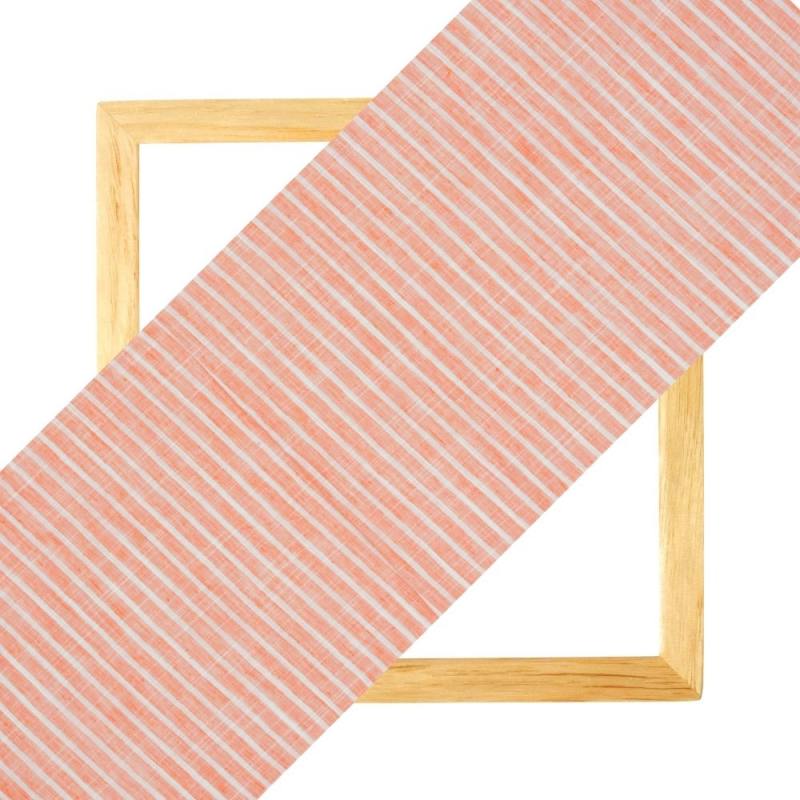 PEACH WHITE STRIPE HANDLOOM COTTON FABRIC-43423