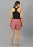 Pink Solid Cotton Shorts