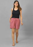 Pink Solid Cotton Shorts