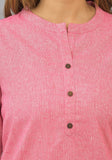 Pink Solid Cotton Women Top