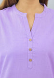 Purple Solid Cotton Flax Women Top