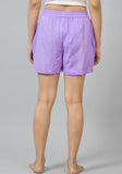 Purple Solid Cotton Shorts