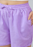 Purple Solid Cotton Shorts