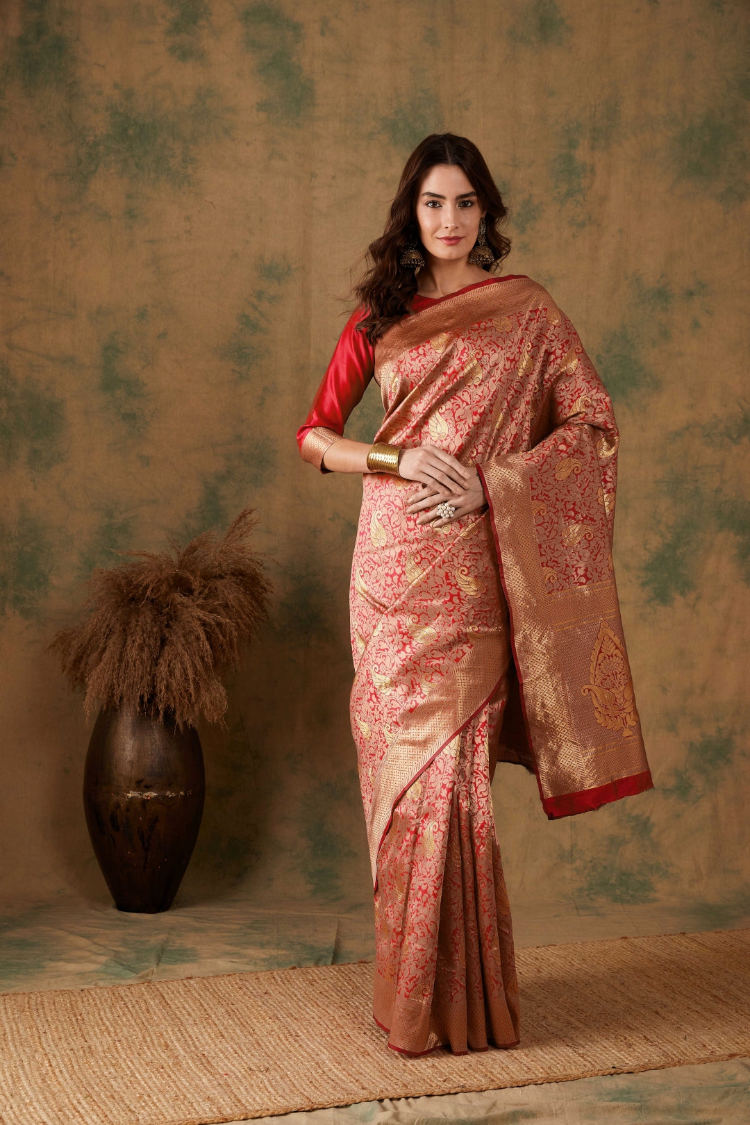 Women's Red Colour Designer Weaving Saree-SPRW18036E