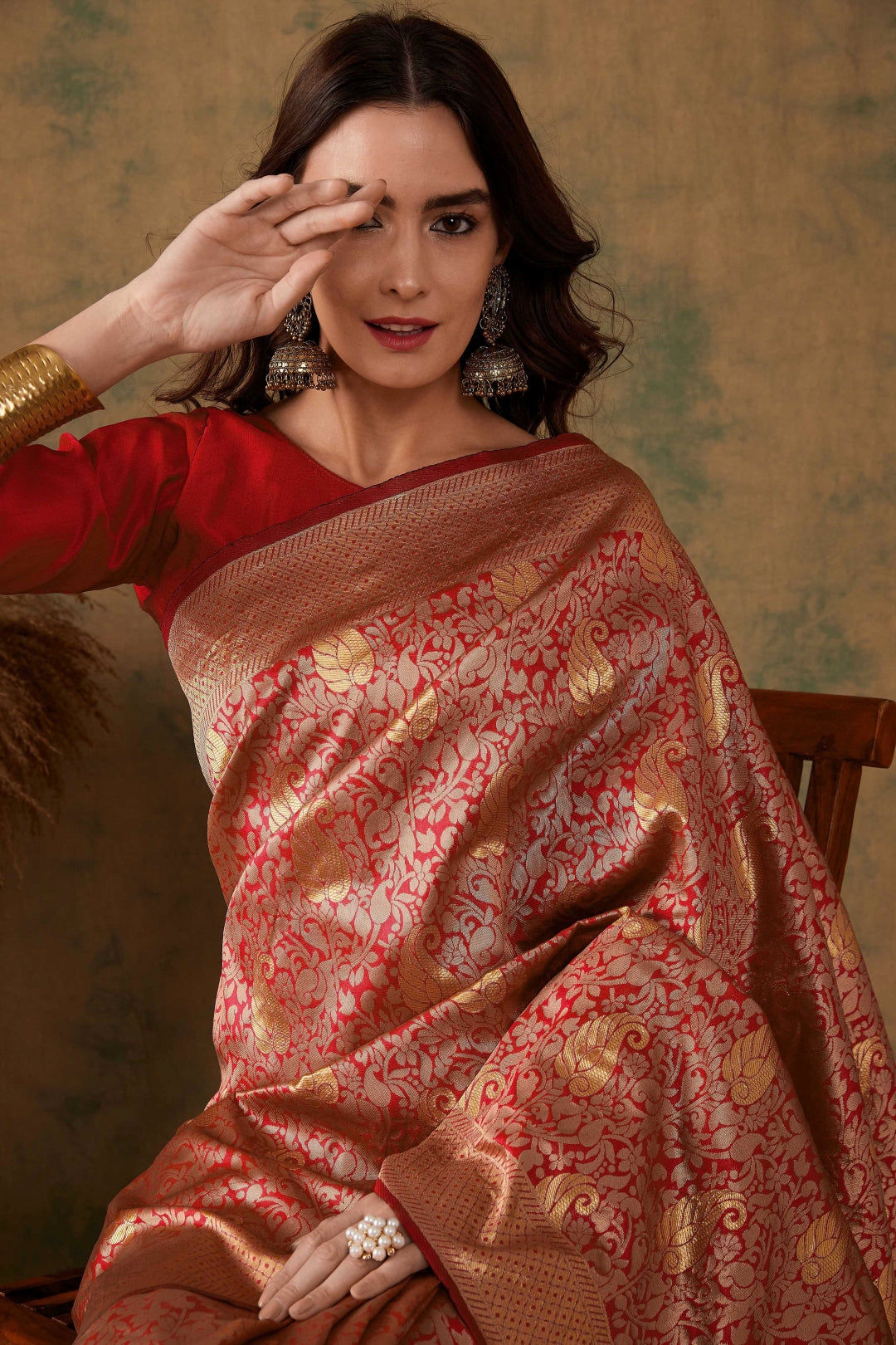 Women's Red Colour Designer Weaving Saree-SPRW18036E