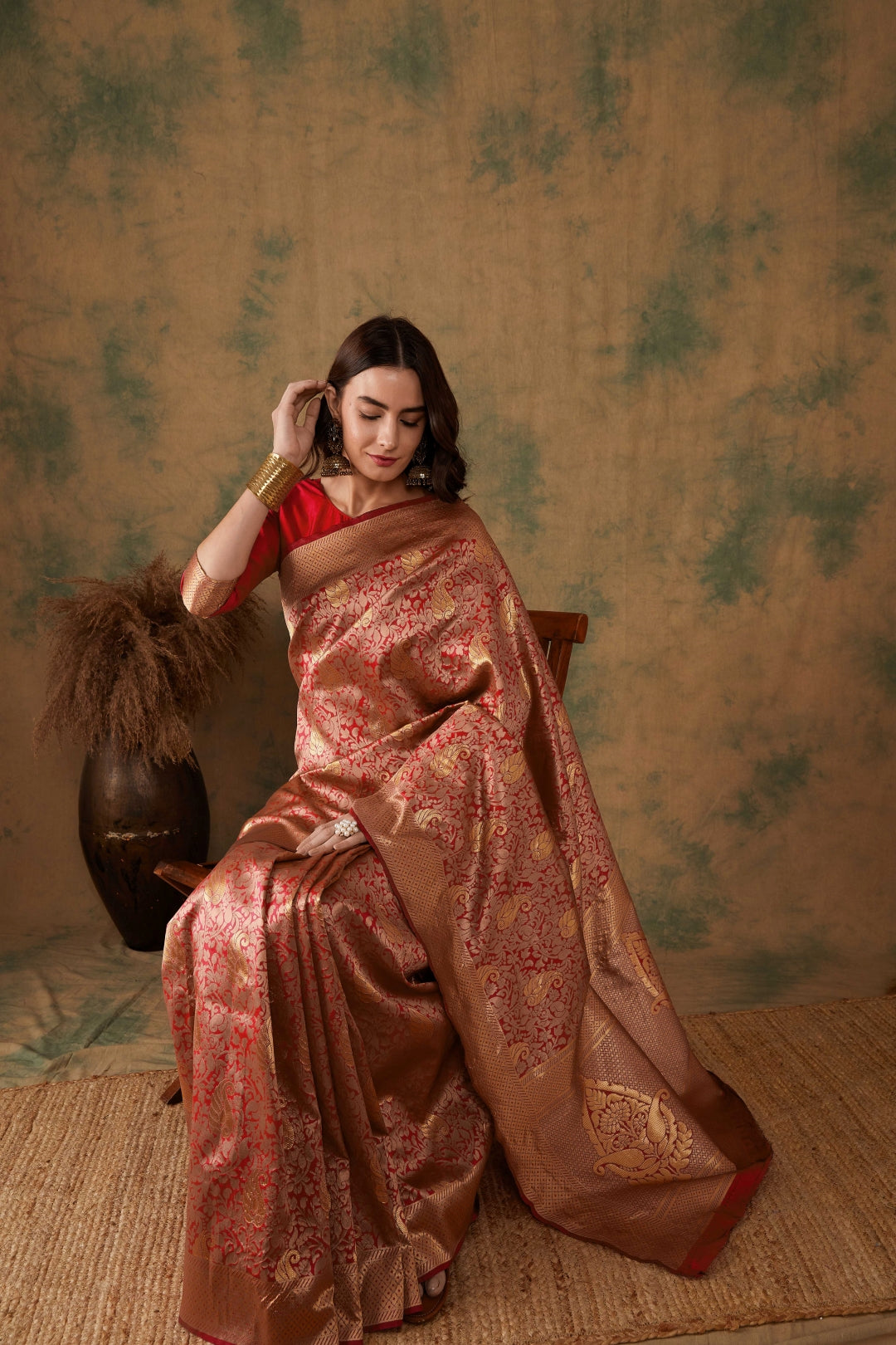 Women's Red Colour Designer Weaving Saree-SPRW18036E