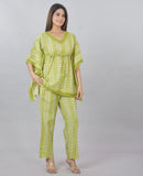 Plus Size Green  handblock kaftan cordset