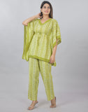 Plus Size Green  handblock kaftan cordset