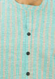 SKY BLUE PEACH STRIPE COTTON HANDLOOM CORD SET