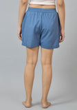 Sky Blue Solid Cotton Shorts