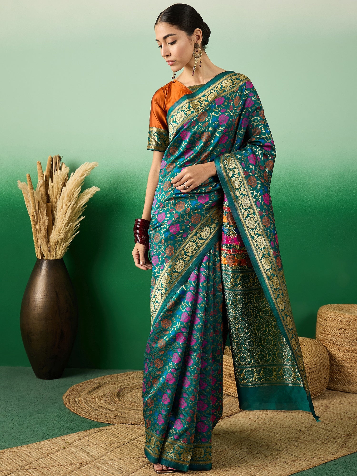 Women's Multi Colour Designer Weaving Saree-TTNC18031D