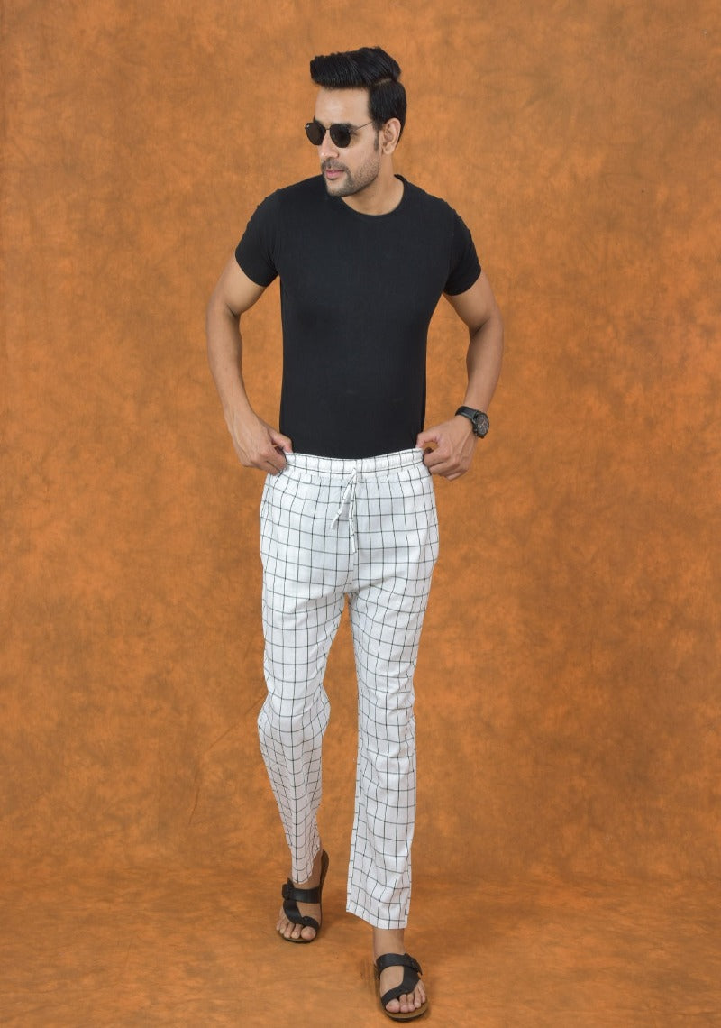 White-Black-Checks-Cotton-Handloom-Men-Pant