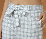 White Black Cotton Checks Regular Pant