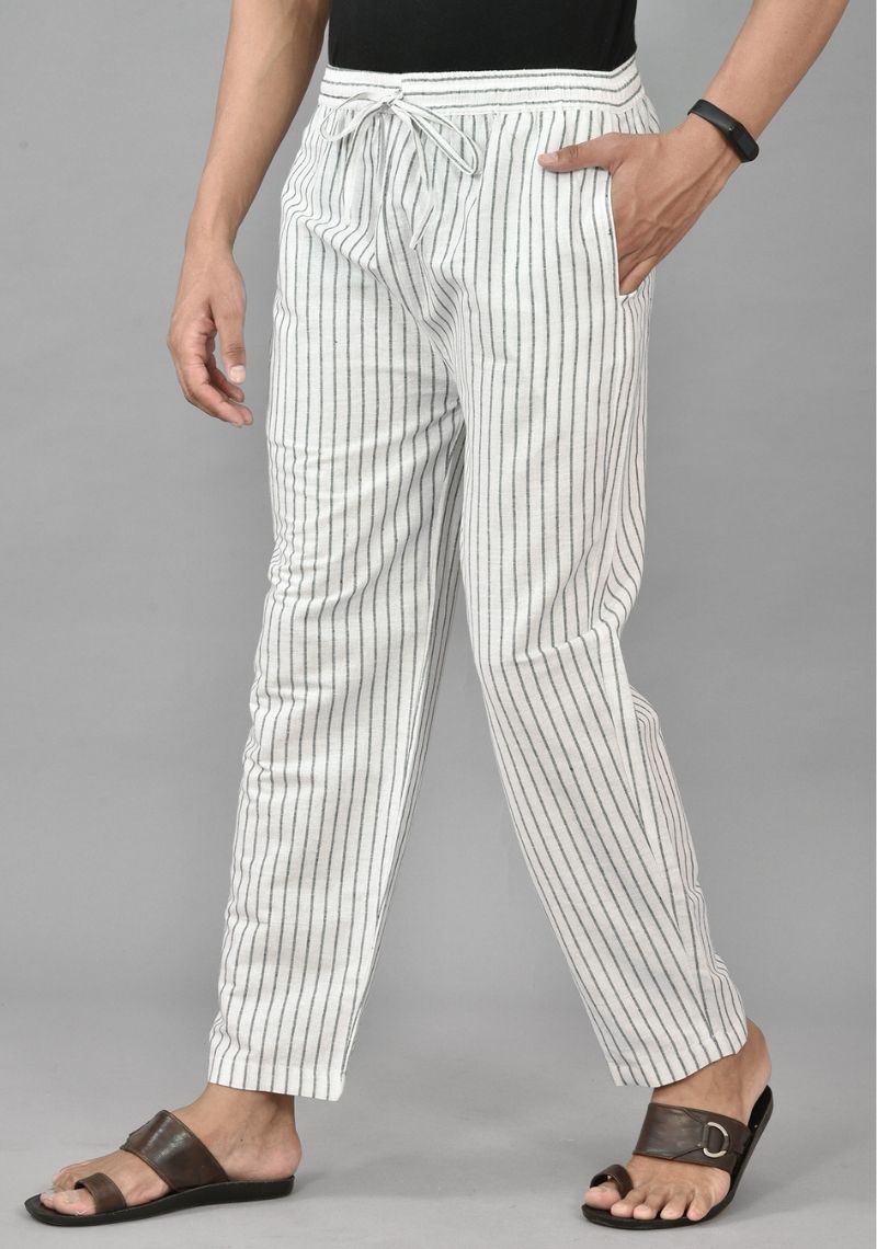 White-Black-Cotton-Handloom-Stripe-Men-Pant