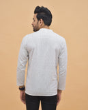 Combo of 3 Men Kurtas Stripe Cotton Handloom White Gray and Peach-