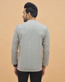 Combo of 3 Men Kurtas Stripe Cotton Handloom Sky Blue Gray and Sky Blue