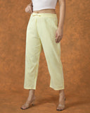 White Yellow Cotton Stripe Regular Pant