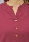 Women Co-Ords Maroon Cotton Flax Dress Top and Bottom