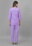 Women Co-Ords Purple Cotton Flax Dress Top and Bottom