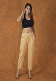 Yellow Solid Cotton Trouser Pant