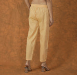 Yellow Solid Cotton Trouser Pant