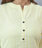 Yellow White Cotton Stripe Women Top