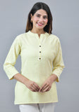 Yellow White Cotton Stripe Women Top